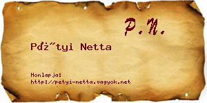 Pétyi Netta névjegykártya